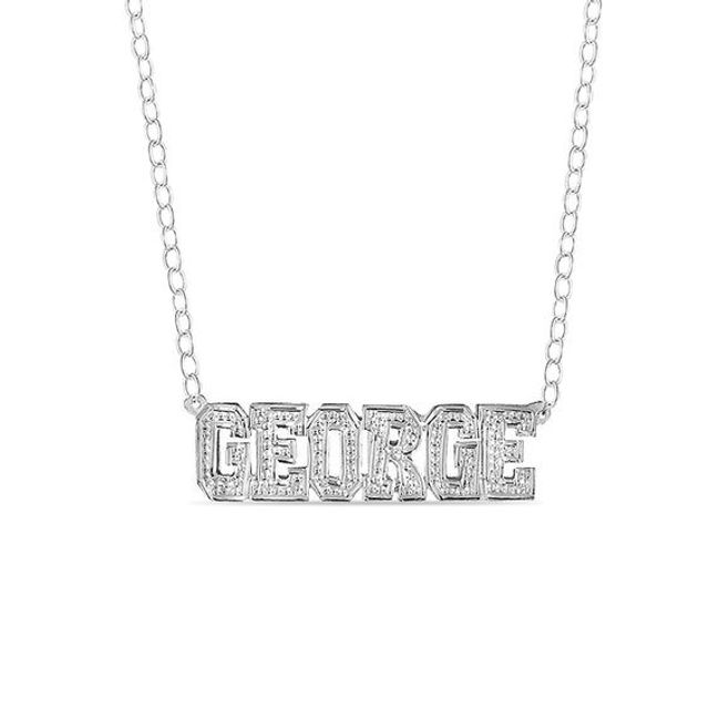 Men's Diamond-Cut Uppercase Name Necklace in Sterling Silver (1 Line)