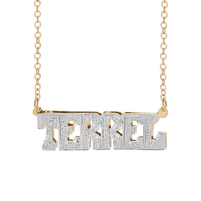 Men's Diamond-Cut Uppercase Name Necklace in Sterling Silver and 14K Gold Plate (1 Line)