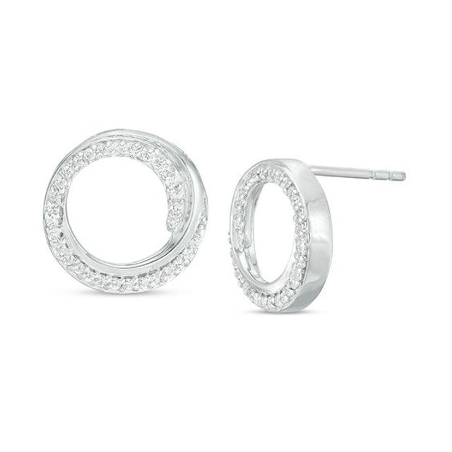 1/6 CT. T.w. Diamond Swirl Circle Stud Earrings in Sterling Silver