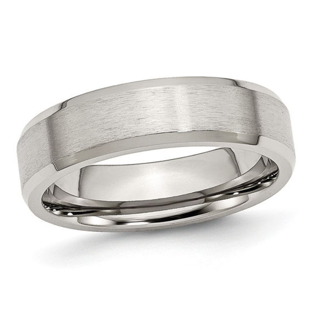 Men's 6.0mm Beveled Edge Comfort Fit Wedding Band Stainless Steel