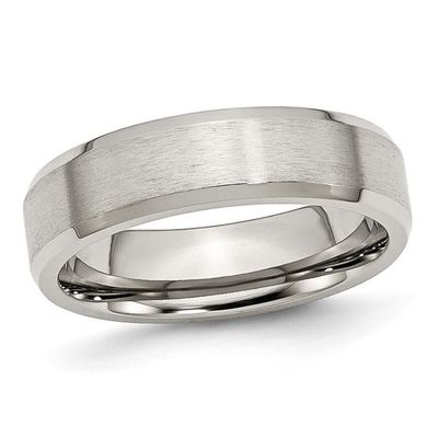 Men's 6.0mm Beveled Edge Comfort Fit Wedding Band Stainless Steel