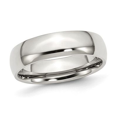 Men's 6.0mm Polished Comfort Fit Wedding Band in Stainless Steel