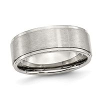 Men's 8.0mm Ridged Edge Comfort Fit Wedding Band Stainless Steel