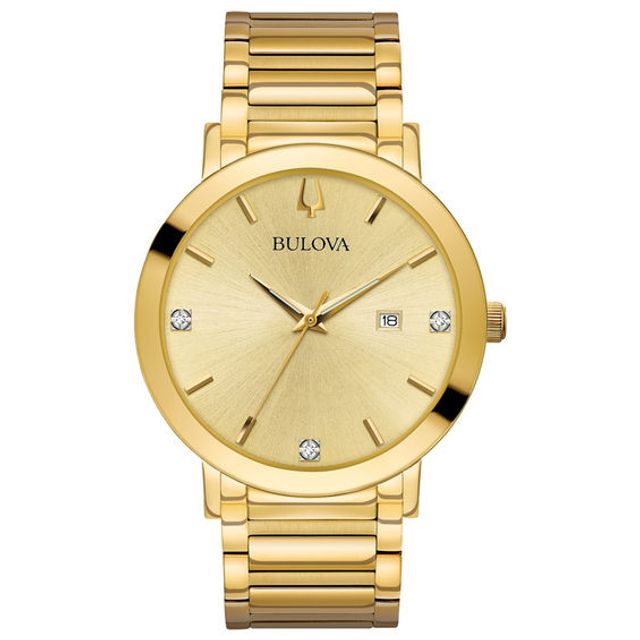 Men's Bulova Modern Diamond Accent Gold-Tone Watch with Champagne Dial (Model: 97D115)