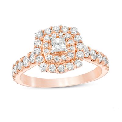 Love's Destiny by Zales 1-1/4 CT. T.w. Certified Princess-Cut Diamond Frame Engagement Ring in 14K Two-Tone Gold (I/I1)