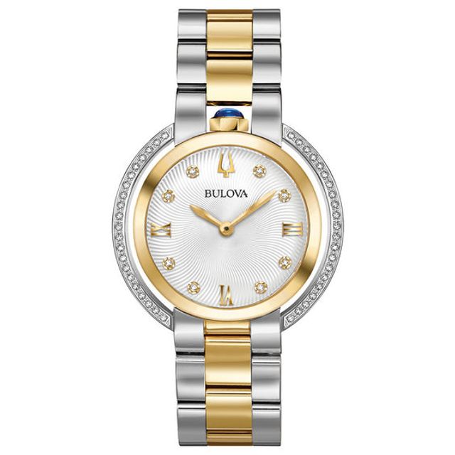Ladiesâ Bulova Rubaiyat 1/5 CT. T.w. Diamond Two-Tone Watch with Silver-White Dial (Model: 98R246)