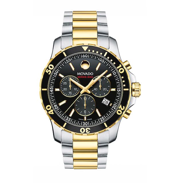 Men's Movado Series 800Â® Chronograph Two-Tone PVD Watch with Black Dial (Model: 2600146)