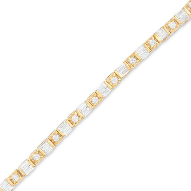 1 CT. T.w. Baguette and Round Diamond Tennis Bracelet in 14K Gold