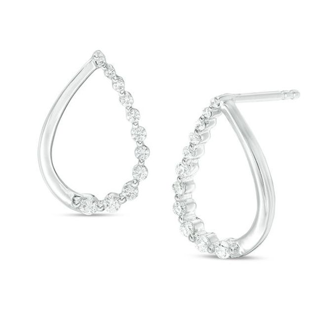 1/3 CT. T.w. Journey Diamond Teardrop Stud Earrings in 14K White Gold