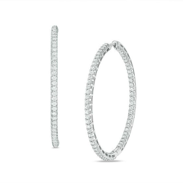 2 CT. T.w. Diamond Inside-Out Hoop Earrings in 14K White Gold