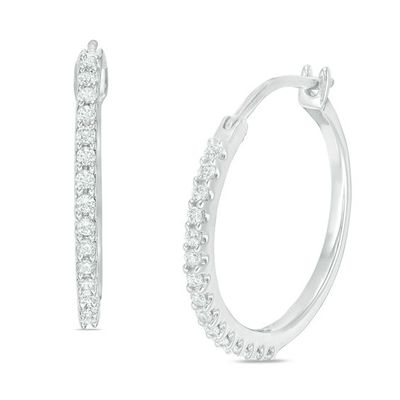 1/4 CT. T.w. Diamond Hoop Earrings in 14K White Gold