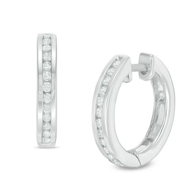 1/4 CT. T.w. Diamond Huggie Hoop Earrings in 14K White Gold