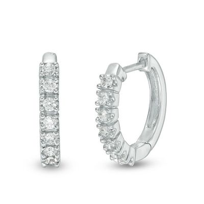 1/4 CT. T.w. Diamond Huggie Hoop Earrings in 14K White Gold