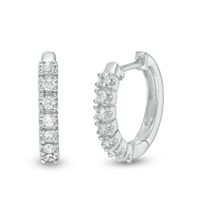 1/4 CT. T.w. Diamond Huggie Hoop Earrings in 14K White Gold