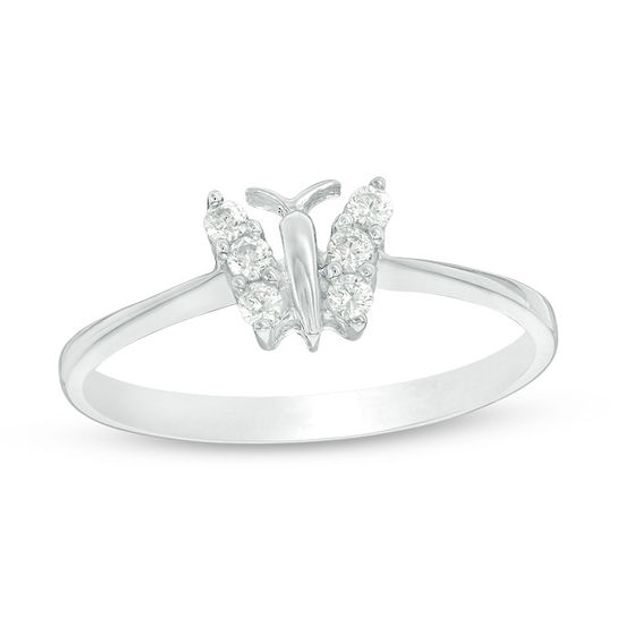 1/6 CT. T.w. Diamond Butterfly Ring in 14K White Gold