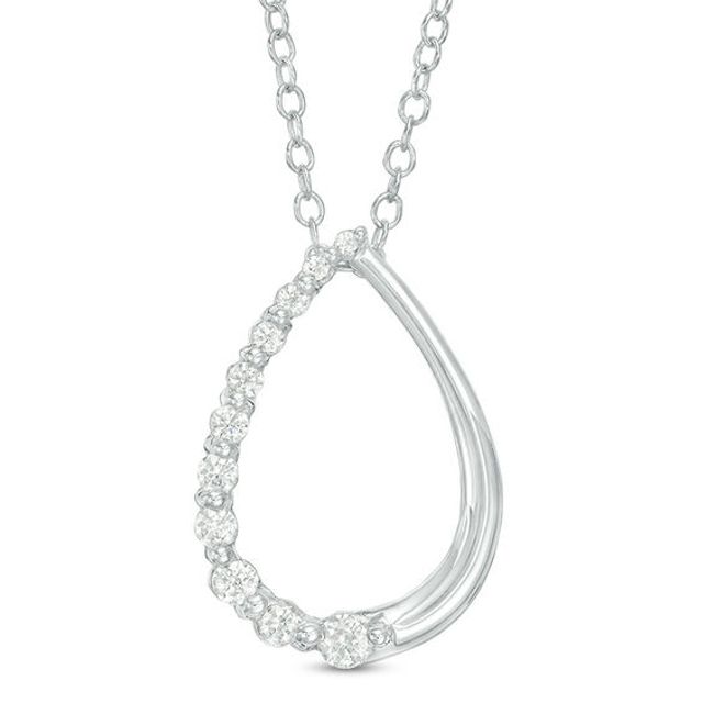 1/4 CT. T.w. Journey Diamond Teardrop Pendant in 14K White Gold