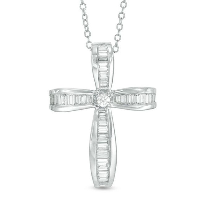 Zales 1/10 CT. T.w. Channel Set Diamond Cross Pendant in 10K White Gold |  CoolSprings Galleria