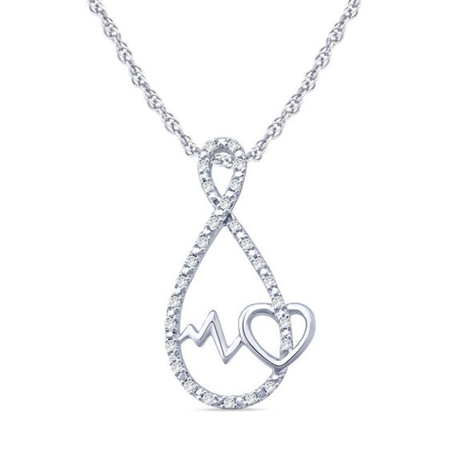 1/20 CT. T.w. Diamond Heartbeat Infinity Pendant in Sterling Silver