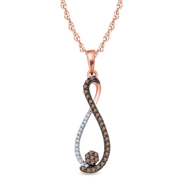 1/6 CT. T.w. Composite Champagne and White Diamond Infinity Pendant in 10K Rose Gold
