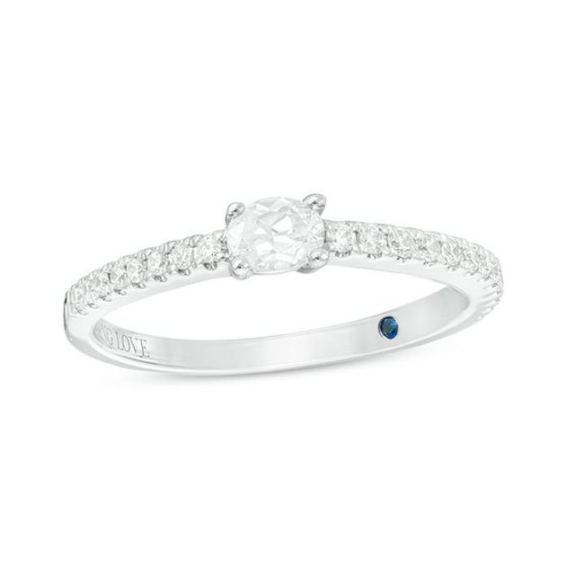 Vera Wang Love Collection 1/3 CT. T.w. Oval Diamond Sideways Stackable Band in 14K White Gold