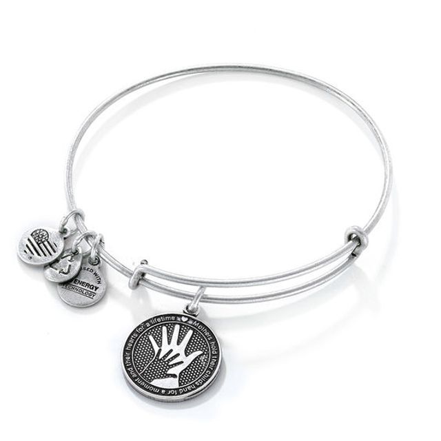 Alex and Ani Hand in Hand Charm Bangle in Silver-Tone Brass