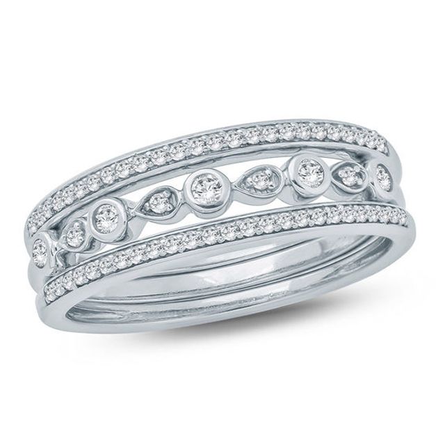 1/4 CT. T.w. Diamond Three Piece Stackable Band Set in 10K White Gold