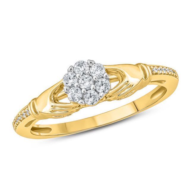 1/5 CT. T.w. Diamond Claddagh Promise Ring in 10K Gold