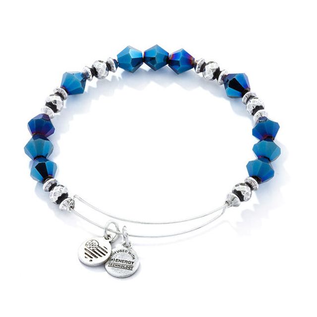 Alex and Ani Azure Glow Glass Wonder Beaded Bangle in Silver-Tone Brass