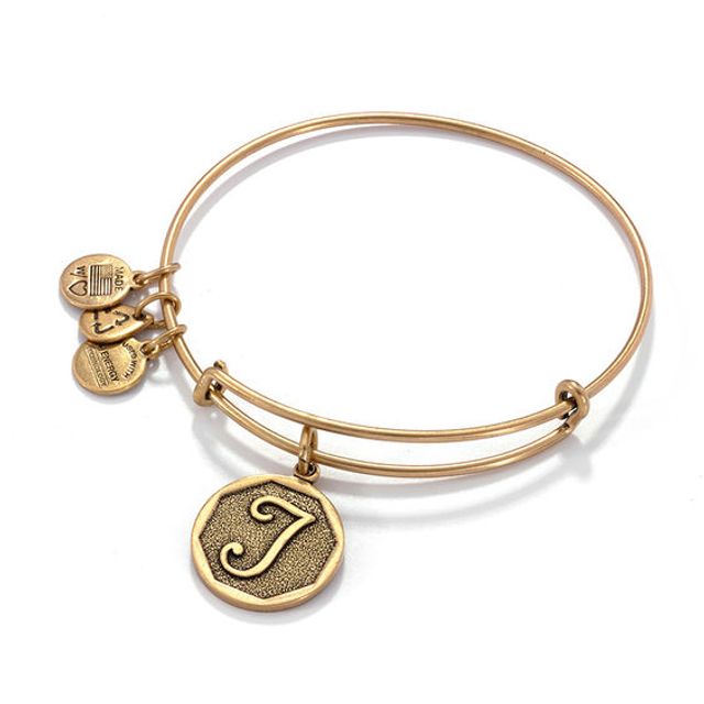 Alex and Ani Initial "T" Charm Bangle in Gold-Tone Brass