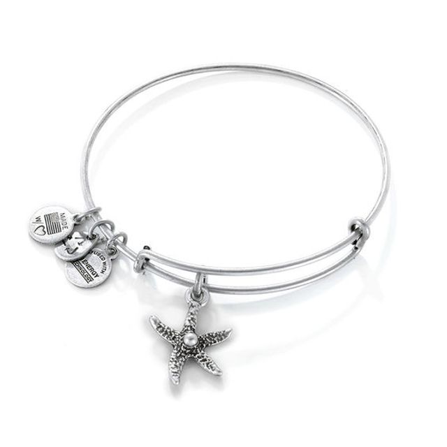 Alex and Ani Starfish Charm Bangle in Silver-Tone Brass