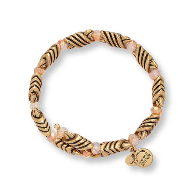 Alex and Ani Forest's Blessing Mystic Amber Crystal and Beaded Wrap Bangle in Gold-Tone Brass