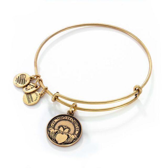 Alex and Ani Claddagh Charm Bangle in Gold-Tone Brass