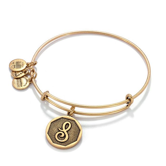 Alex and Ani Initial "S" Charm Bangle in Gold-Tone Brass