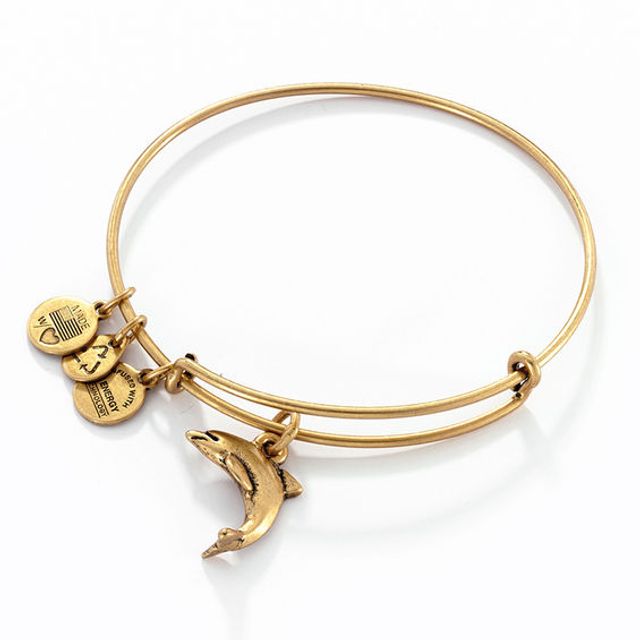 Alex and Ani Dolphin Charm Bangle in Gold-Tone Brass