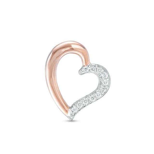 Diamond Accent Heart Single Stud Earring in Sterling Silver and 10K Rose Gold