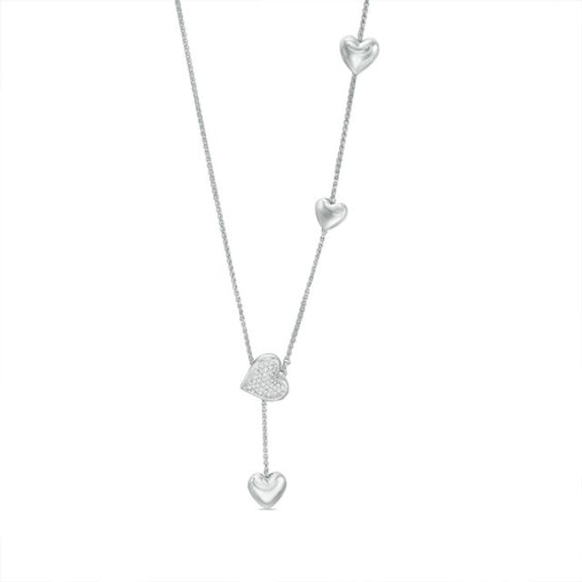 1/10 CT. T.w. Diamond Heart Lariat Bolo Necklace in Sterling Silver - 26"