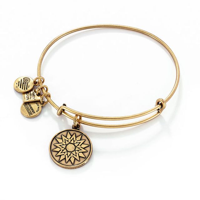 Alex and Ani New Beginnings Sun Charm Bangle in Gold-Tone Brass