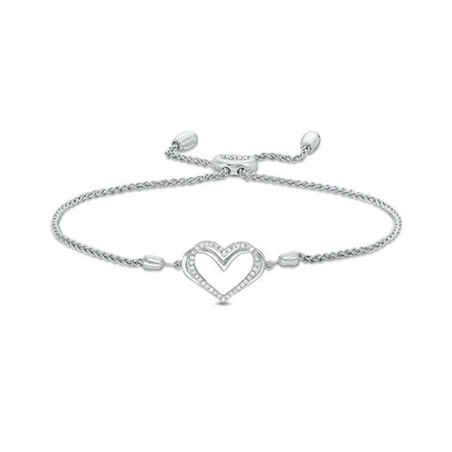 The Kindred Heart from Vera Wang Love Collection 1/10 CT. T.w. Diamond Bolo Bracelet in Sterling Silver - 9.5"