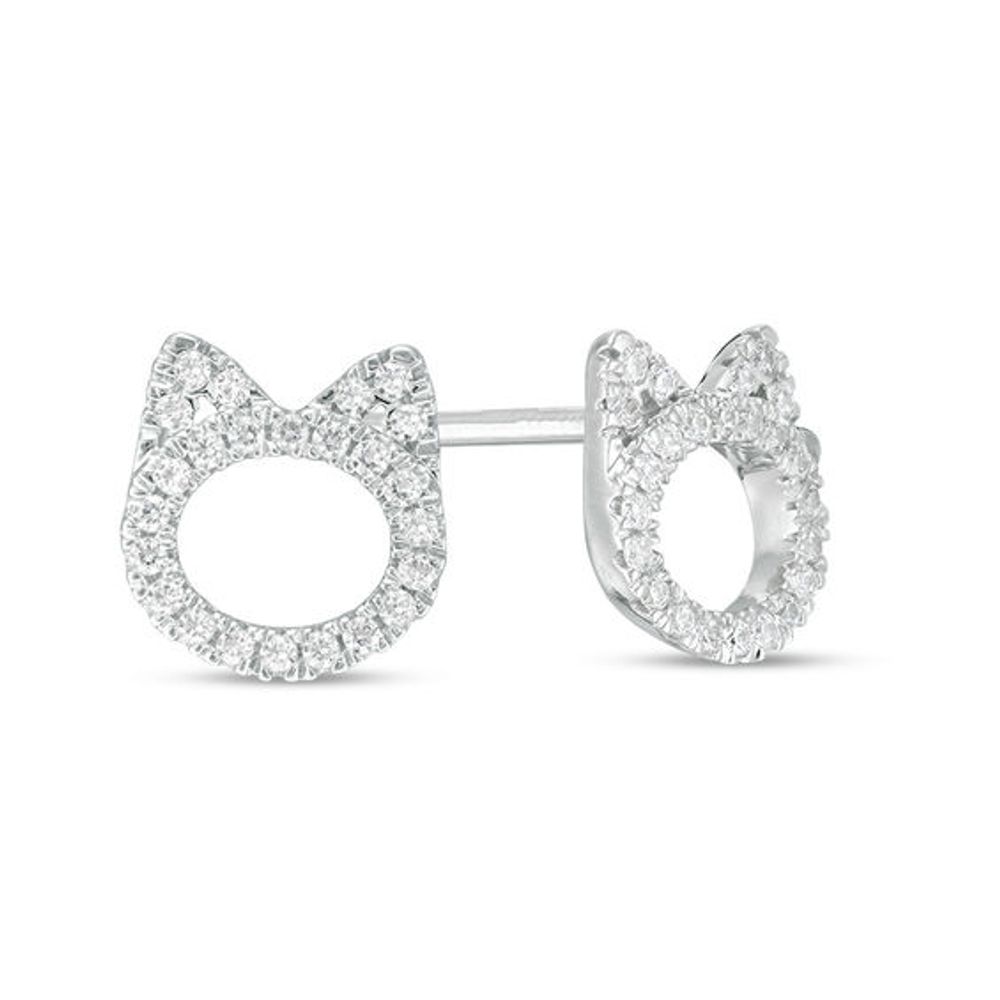 1/5 CT. T.w. Diamond Cat Stud Earrings in Sterling Silver