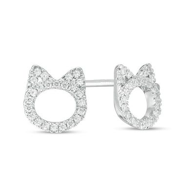 1/5 CT. T.w. Diamond Cat Stud Earrings in Sterling Silver