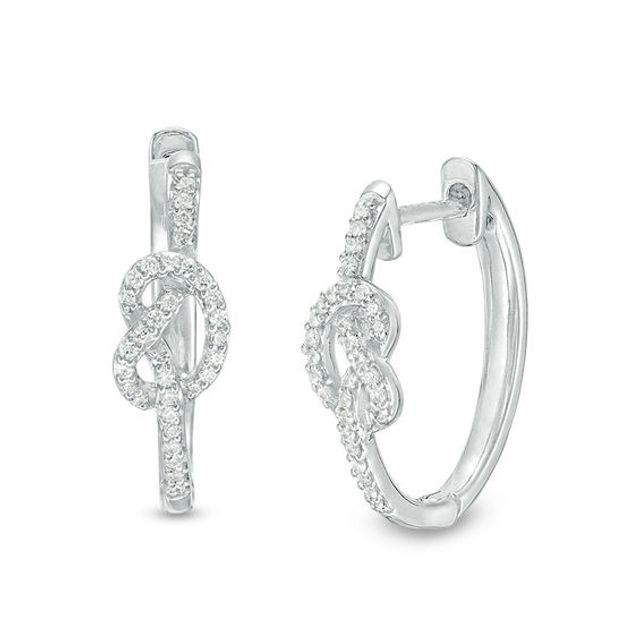 1/6 CT. T.w. Diamond Knot Hoop Earrings in Sterling Silver