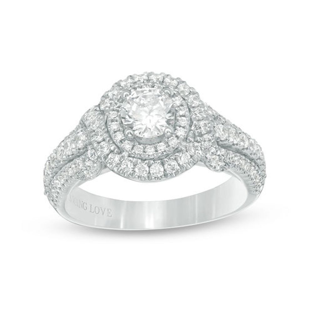 Vera Wang Love Collection 1-1/4 CT. T.w. Diamond Double Frame Twist Engagement Ring in 14K White Gold