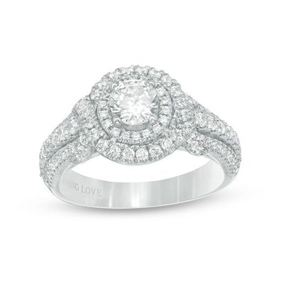 Vera Wang Love Collection 1-1/4 CT. T.w. Diamond Double Frame Twist Engagement Ring in 14K White Gold