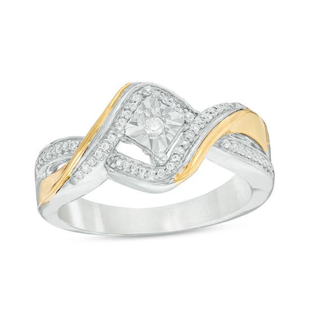 1/10 CT. T.w. Diamond Bypass Promise Ring in Sterling Silver and 10K Gold