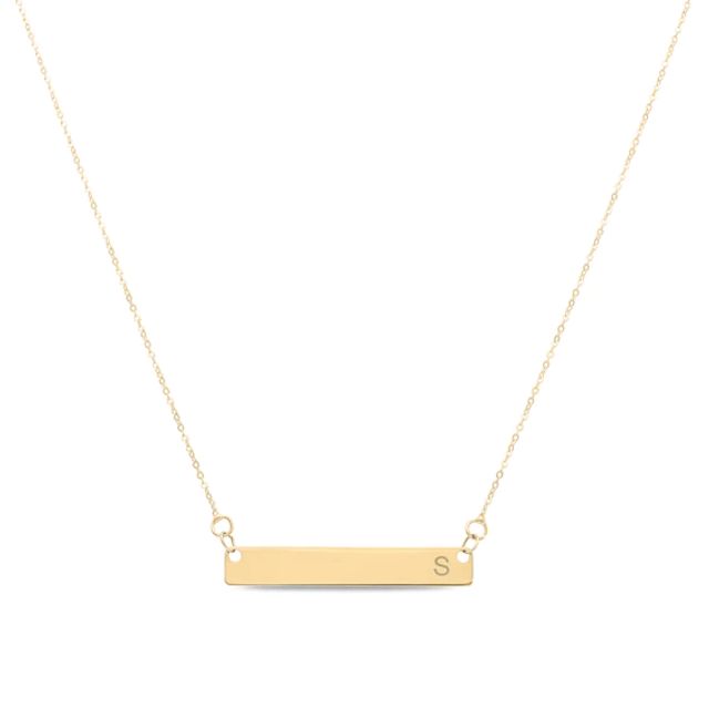 Sideways Bar Necklace in 10K Gold (1 Initial)