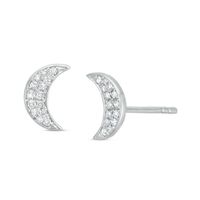 1/8 CT. T.w. Diamond Crescent Moon Stud Earrings in Sterling Silver