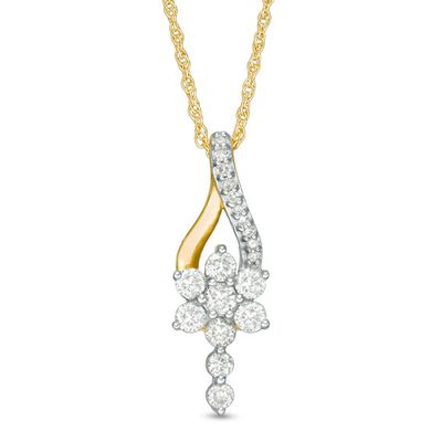 1/4 CT. T.w. Diamond Star Cluster Teardrop Pendant in 10K Gold