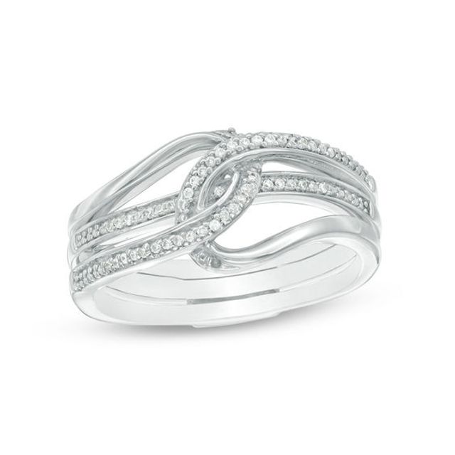 Convertibilities 1/10 CT. T.w. Diamond Interlocking Loops Three-in-One Ring in Sterling Silver