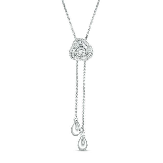 1/8 CT. T.w. Diamond Love Knot Lariat Bolo Necklace in Sterling Silver - 26"