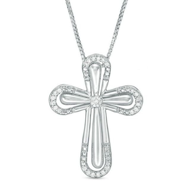 Convertibilities 1/20 CT. T.w. Diamond Cross Three-in-One Pendant in Sterling Silver